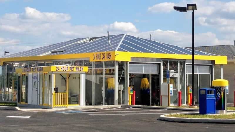 pennsylvania car wash building at night