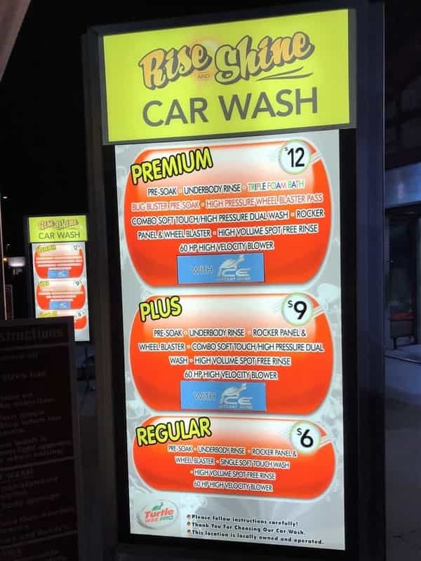 pennsylvania car wash equipment menu