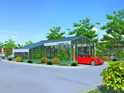 Pennsylvania car wash building yellow