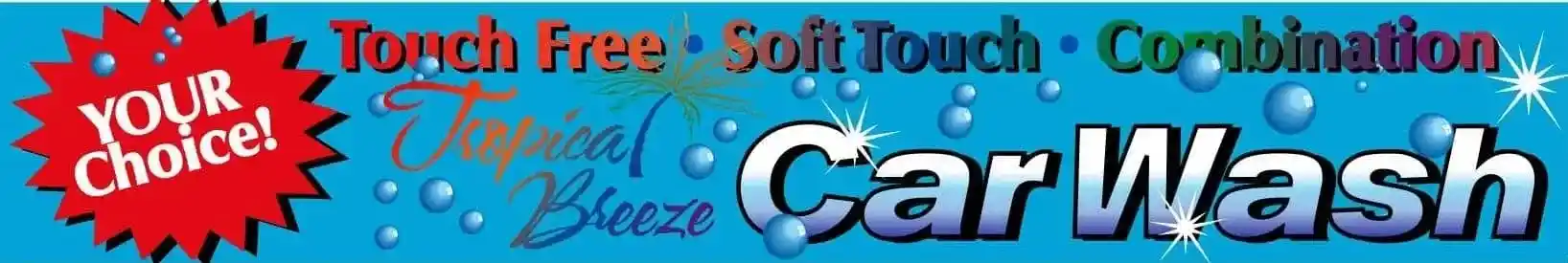 Pennsylvania car wash Tropical Breeze header panel