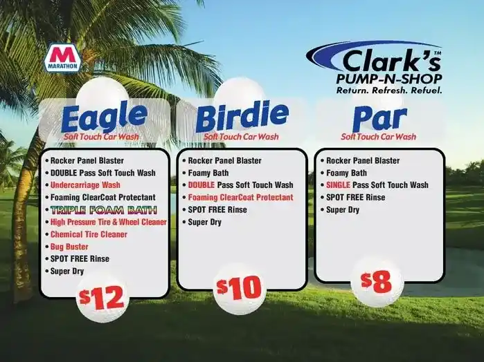 Pennsylvania car wash EV-1 menu